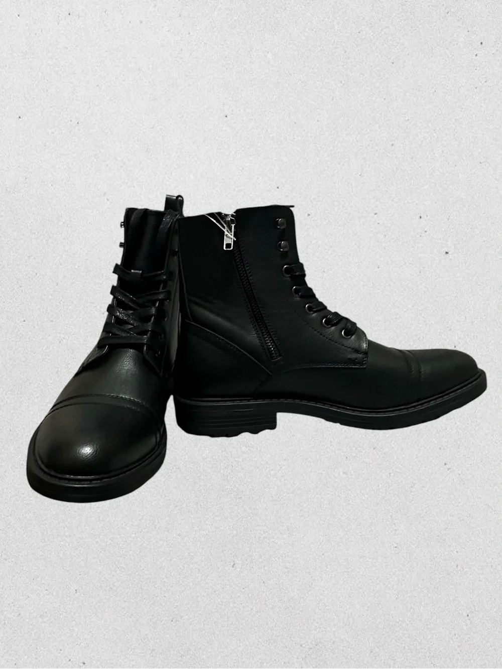 Unlisted. Black Lace-Up Side-Zip Leather Boots